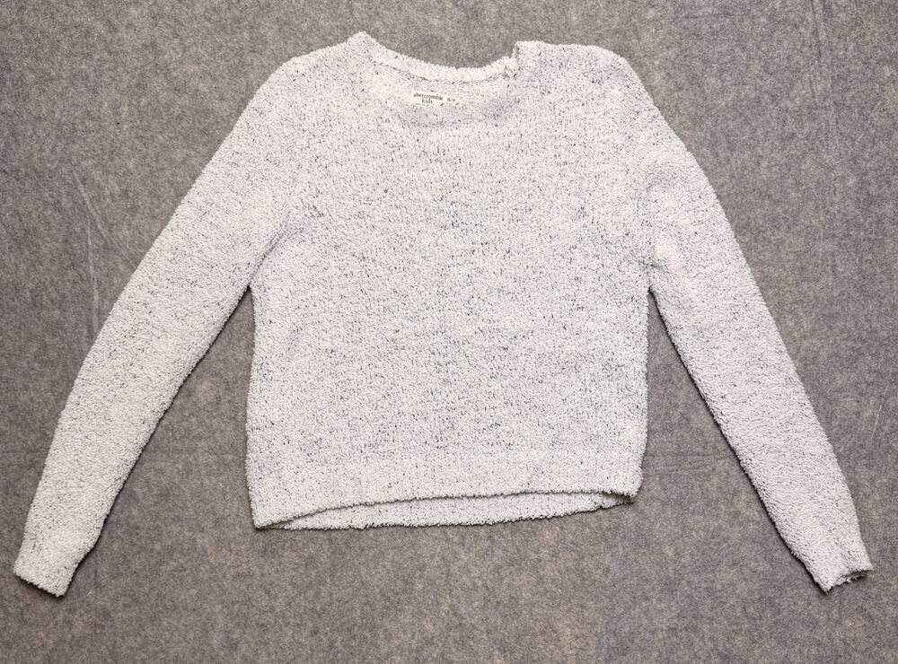 Abercrombie Kids Girls 15/16 Gray Fuzzy Teddy Pullover Sweater Fits Womens XS